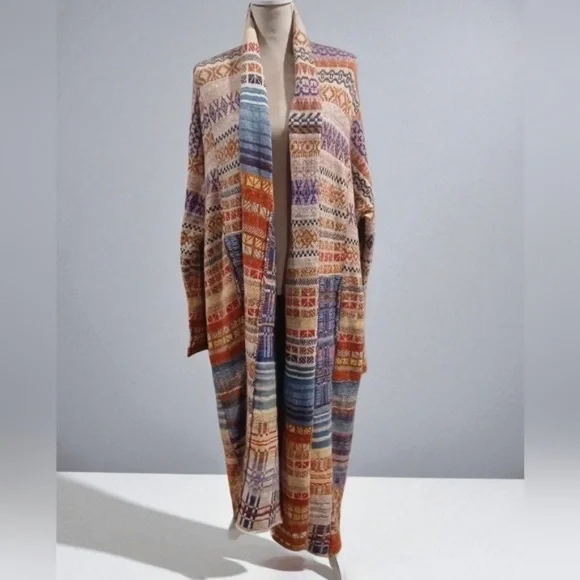Free People Match Maxi Cardigan Mixed Print Long Open Womans Medium - Picture 3 of 10